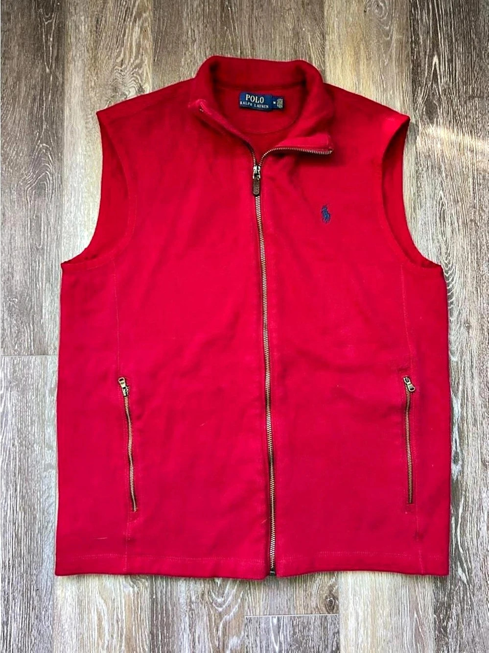 Polo Ralph Lauren Full-Zip Mockneck Cotton Vest Red Size Medium